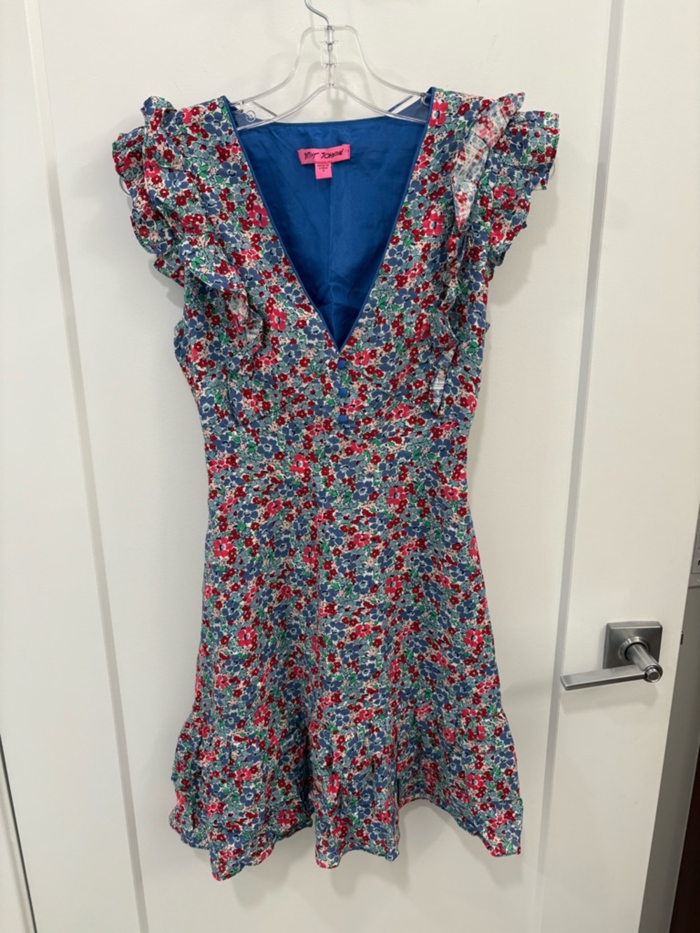 Betsey Johnston Lavish Villa Floral Cotton Blend Minidress Size Small